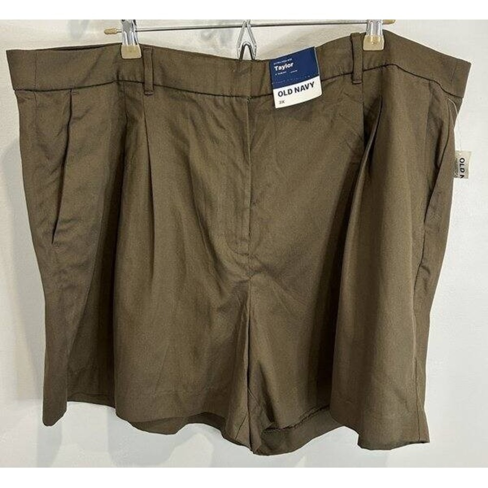 Old Navy Extra High Rise Olive Green Taylor Shorts Adjustable Waist New Size 2X